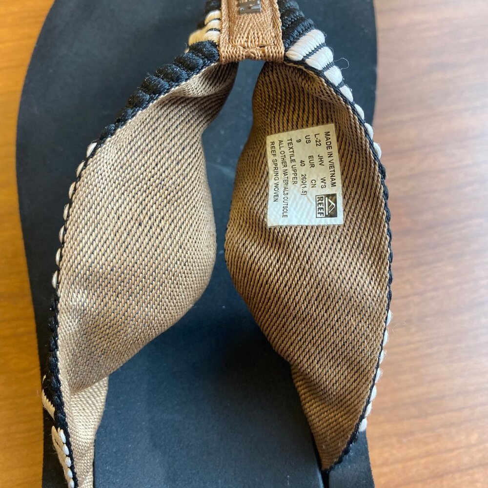 REEF Beige Black Spring Woven Women's Flip Flop Sandals size 9 - Picture 8 of 12